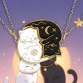 Collier chat noir et blanc en acier inoxydable