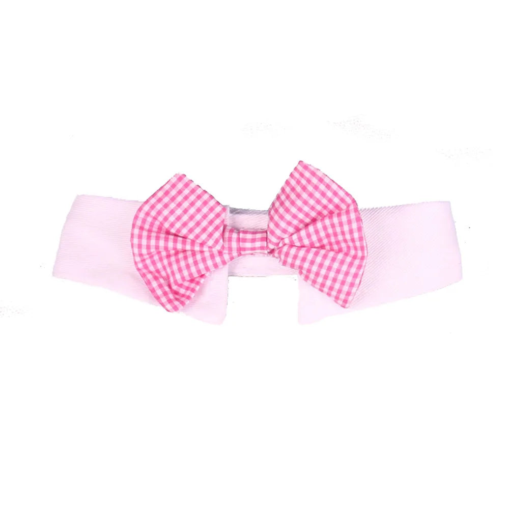 Nœud à carreaux bichy rose sur fond blanc

