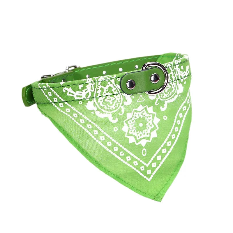 Bandana vert avec motifs blancs sur fond blanc
