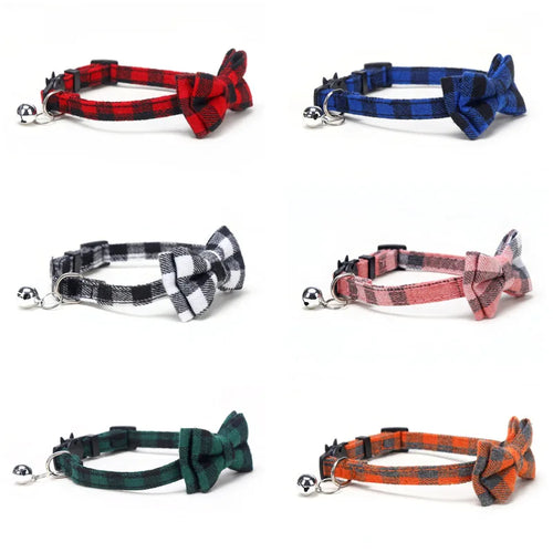 Collier à nœud papillon avec clochette pour chat