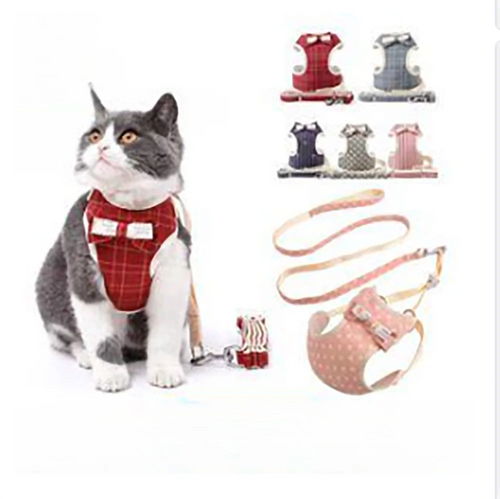 1 Adjustable Plaid Pet Harness with Leash for Cats, Soft Comfortable Vest, Pet Supplies, Kitten Walking Gear