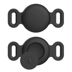 Deux stops de porte en silicone noir sur fond blanc
