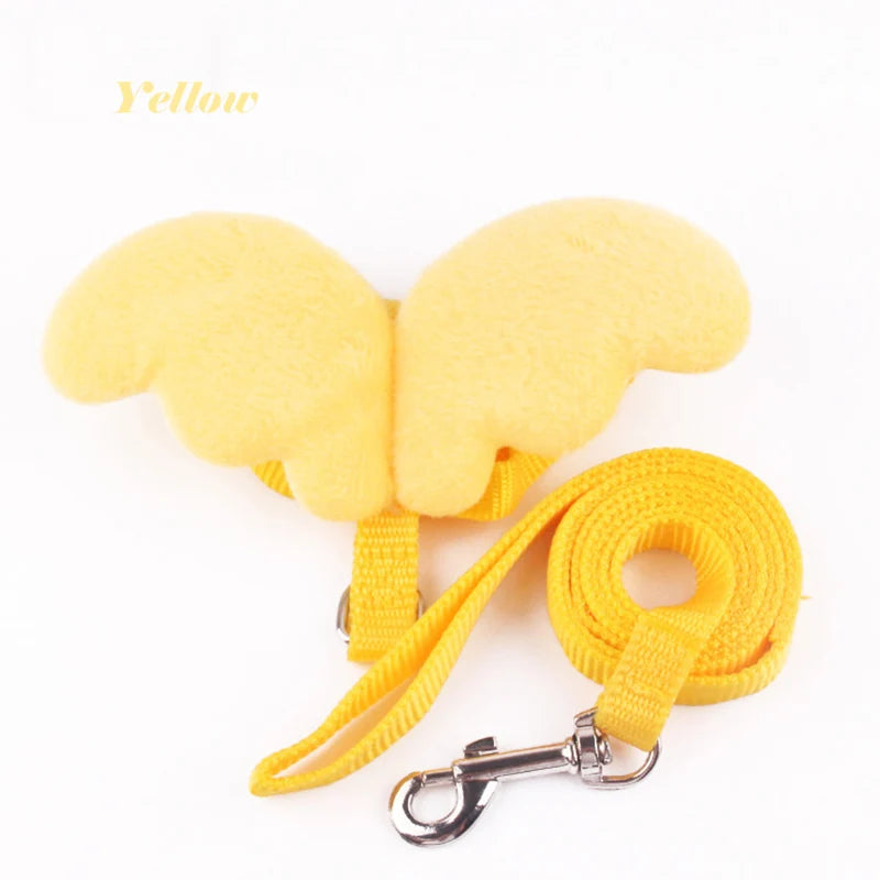 Laisse jaune pour chien avec un jouet assorti sur fond blanc

