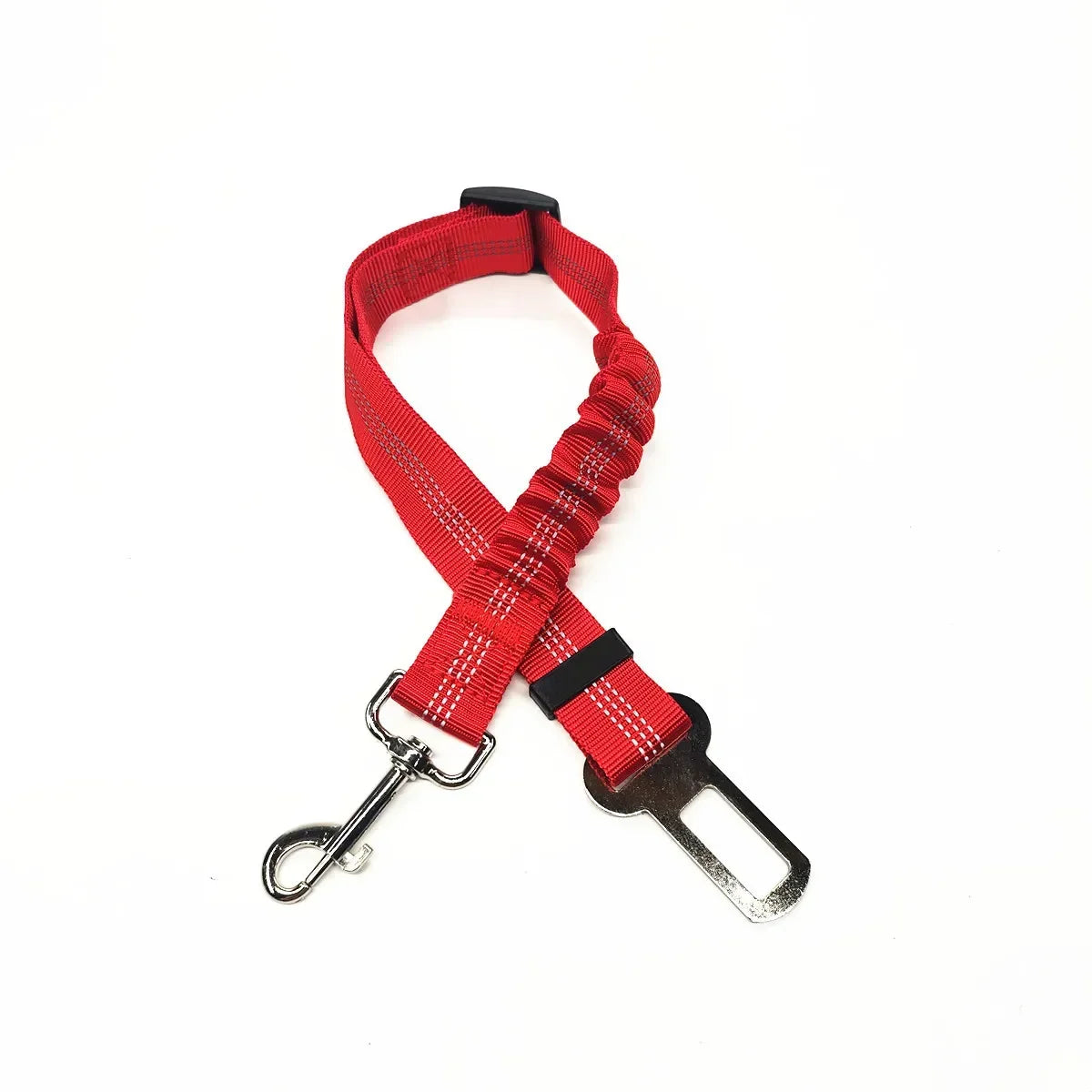 Laisse rouge pour chien avec pince noire sur fond blanc

