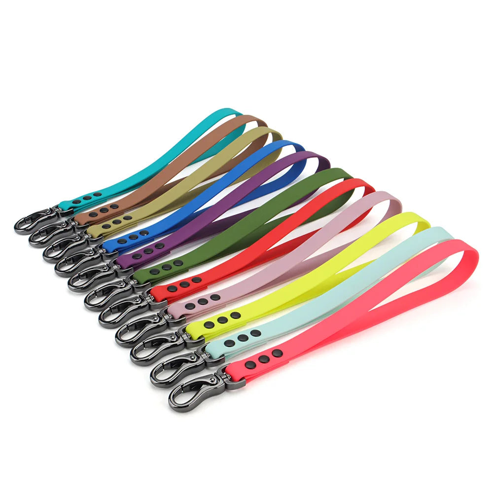 Ensemble de cordons colorés avec des clips métalliques sur fond blanc

